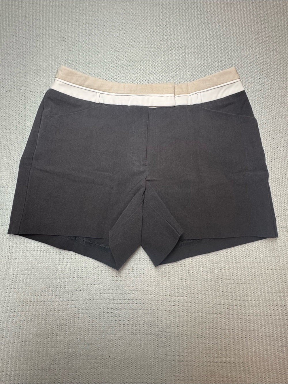 Worthington Charcoal Shorts with Beige and White Waistband